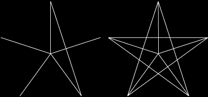 接下来,标准的五角星的图形就快完工了,现在剩下的就是将多余的线条