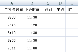 Excel制作迟到早退旷工图1